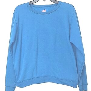 Hanes sweatshirt long sleeve turquoise blue size medium comfort blend